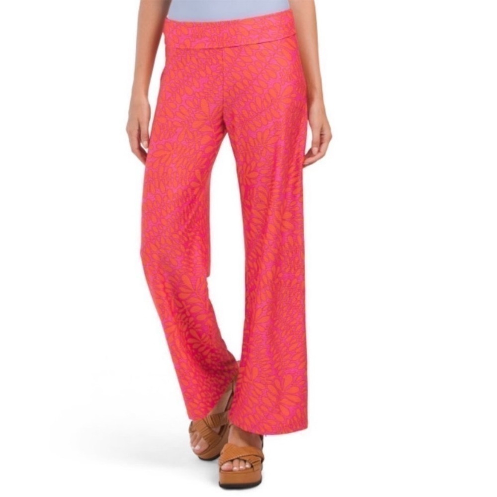NEW Trina Turks MEDIUM Womensโ Trellis Swim Pants beach coverup orange pink red
